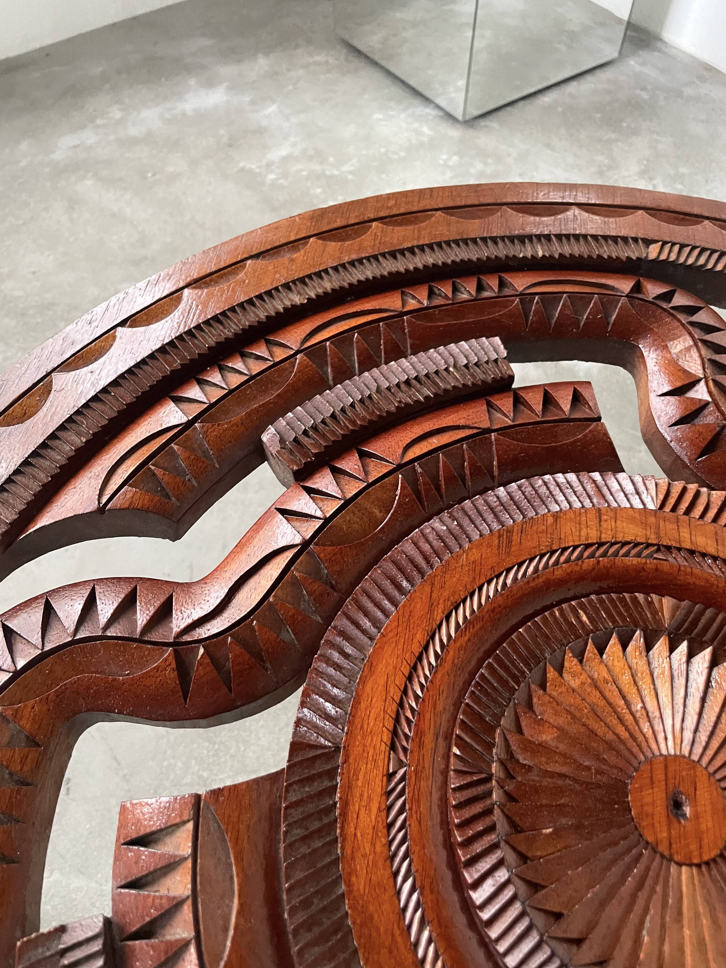 60s tripod coffee table in chiseled wood