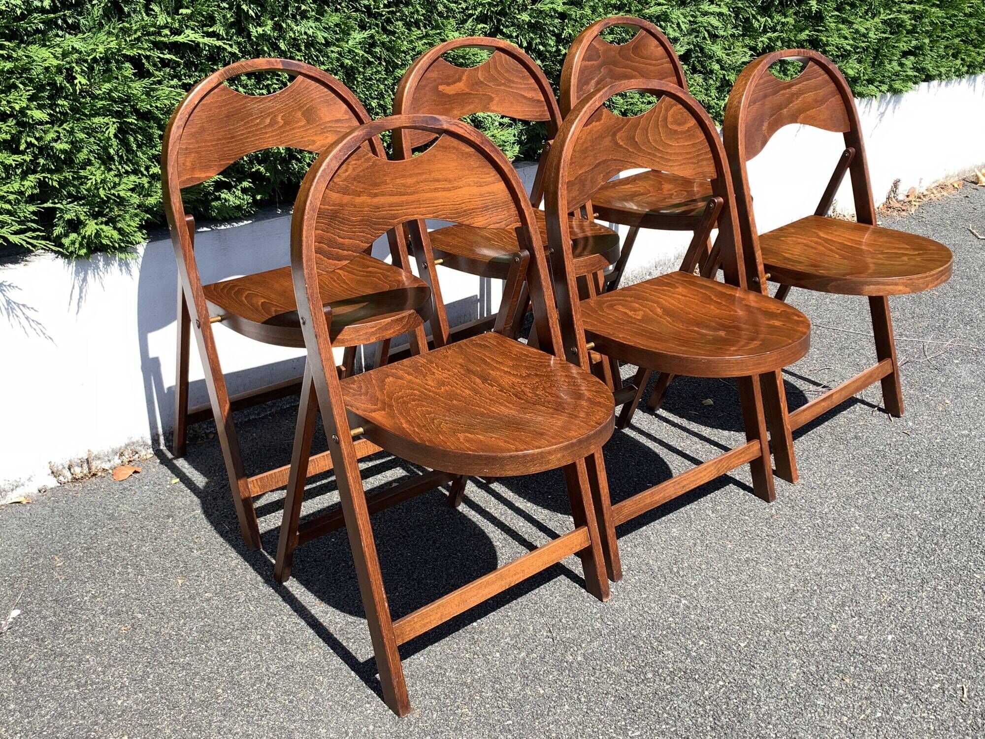 6 wooden folding chairs Stol Kamnik Yugoslavia design Zascitni Zhak