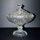 Large oval bonbonnière/dragee dish in molded crystal with diamond and pearl decoration, circa 1900
