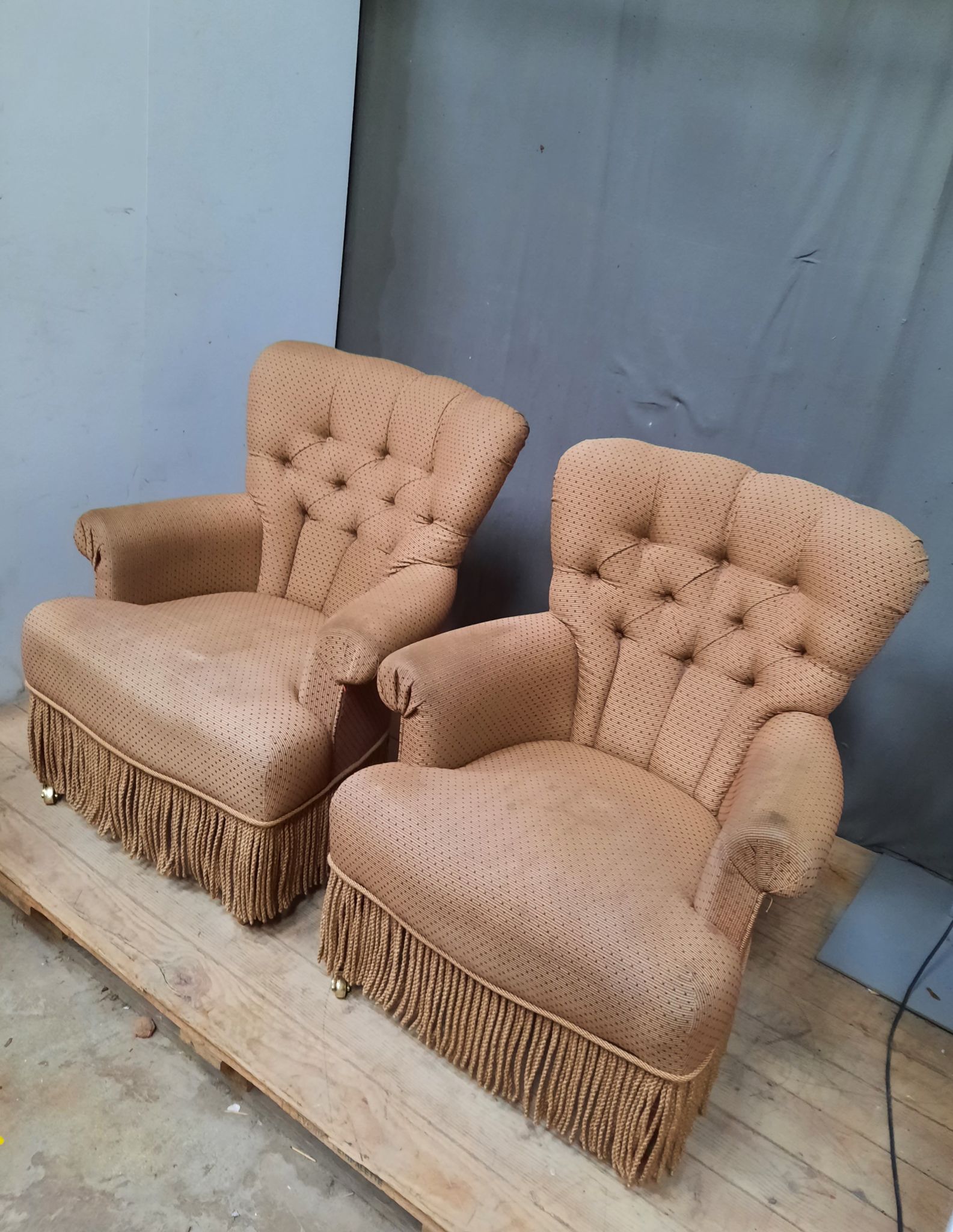 Pair of toad armchairs