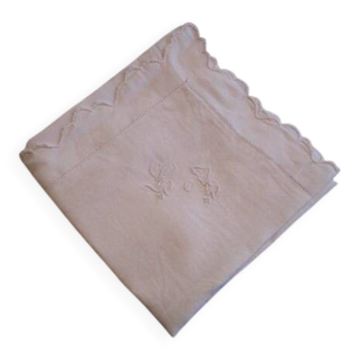Antique embroidered/monogrammed pillowcase: 75x75cm