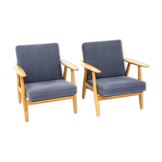 Pair of armchairs "Cigar chair GE 240" Hans J. Wegner Denmark, 1960