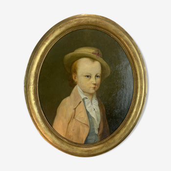 Huile sur toile ovale fin XVIIIe portrait provenance château de Brialy