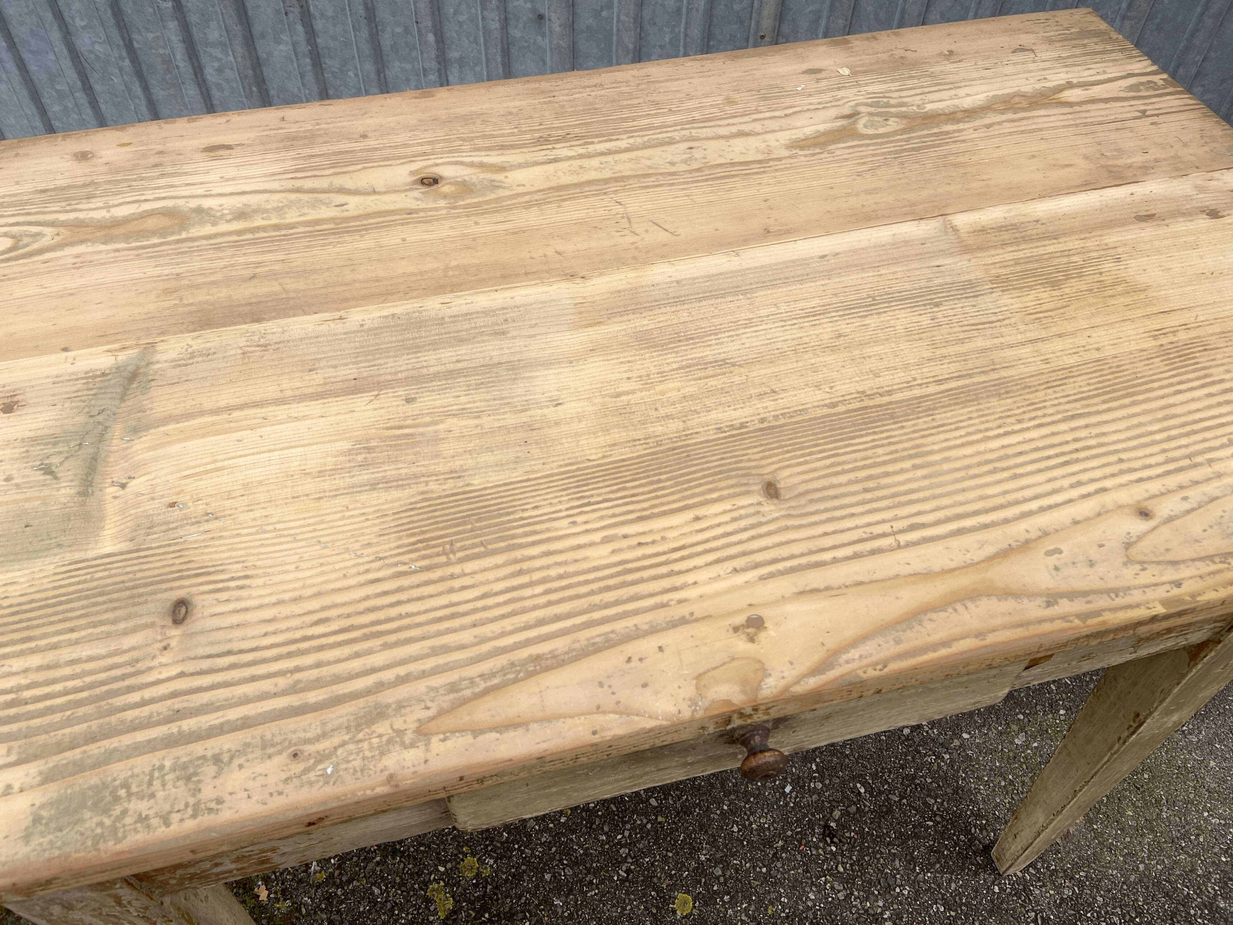 Shabby chic fir farm table painted natural wood 1900