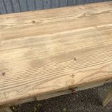 Shabby chic fir farm table painted natural wood 1900
