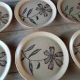 6 assiettes plates anciennes en grès