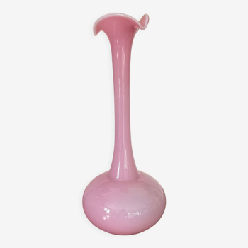 Vase en opaline  rose 32,5cm