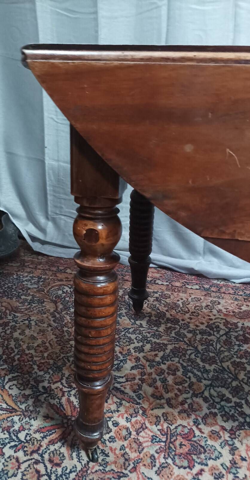 19th-century Louis Philippe walnut drop-leaf table.