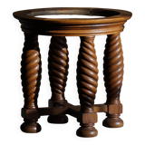 Modern Danish mid-century table, made of oak with spiral turned legs and a glass top, 1950s.