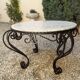 Marble and wrought iron coffee table