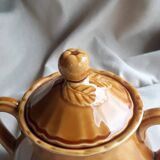 Vintage sugar bowl in Lunéville earthenware, terracotta colour.