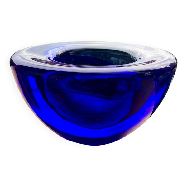 Bougeoir en cristal bleu royal de Kosta Boda par Anna Ehrner, années 1990