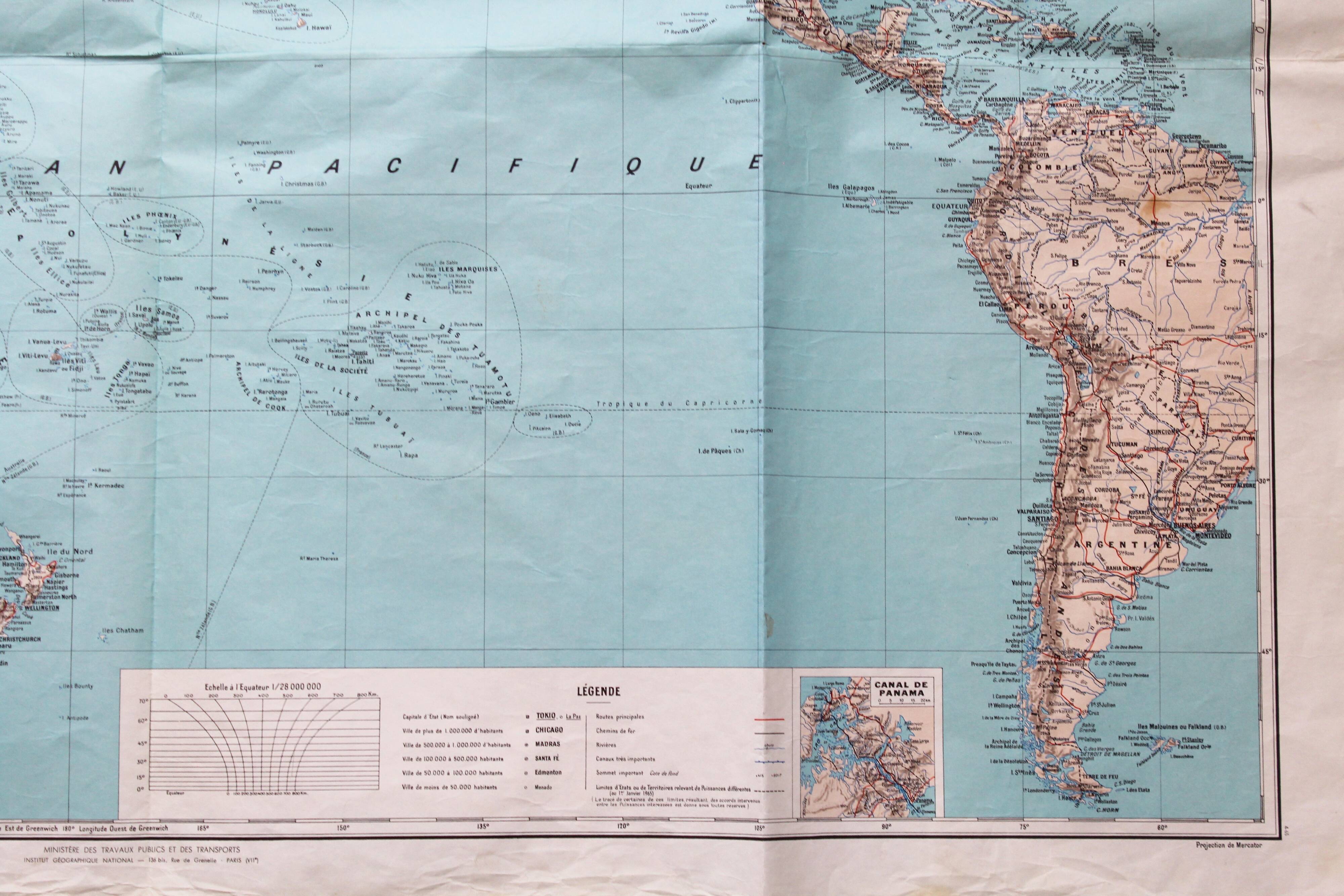 Large terrestrial planisphere "pacific ocean"