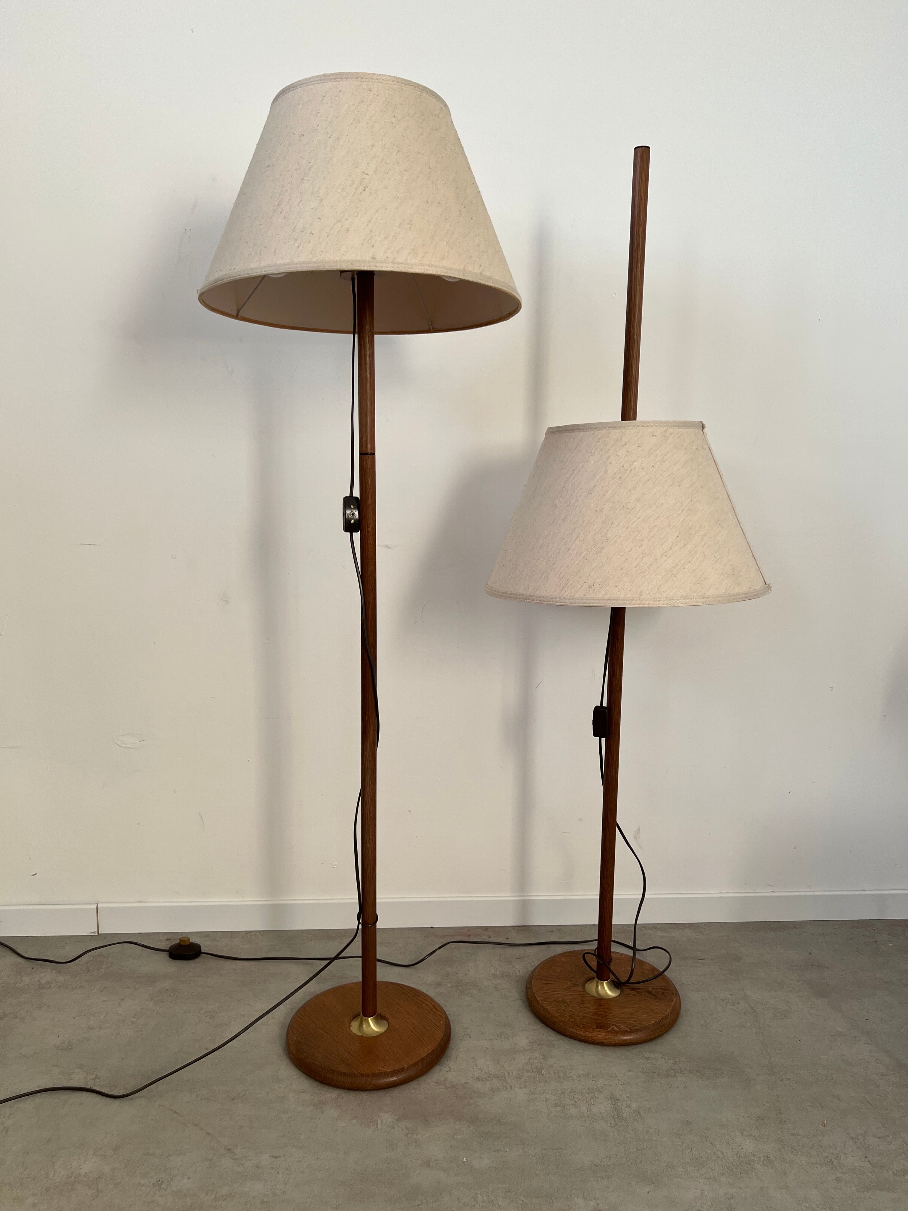 2 old adjustable floor lamps temde design in vintage scandinavian solid teak