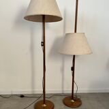 2 old adjustable floor lamps temde design in vintage scandinavian solid teak