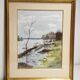 Tableau / Belle Aquarelle signée L. FISCHER 8.89 , paysage au bord du fleuve