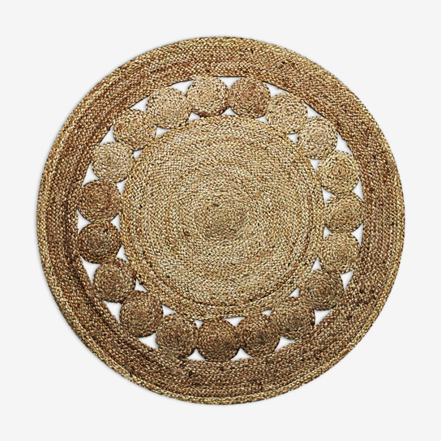 Tapis Jute rond motifs vagues