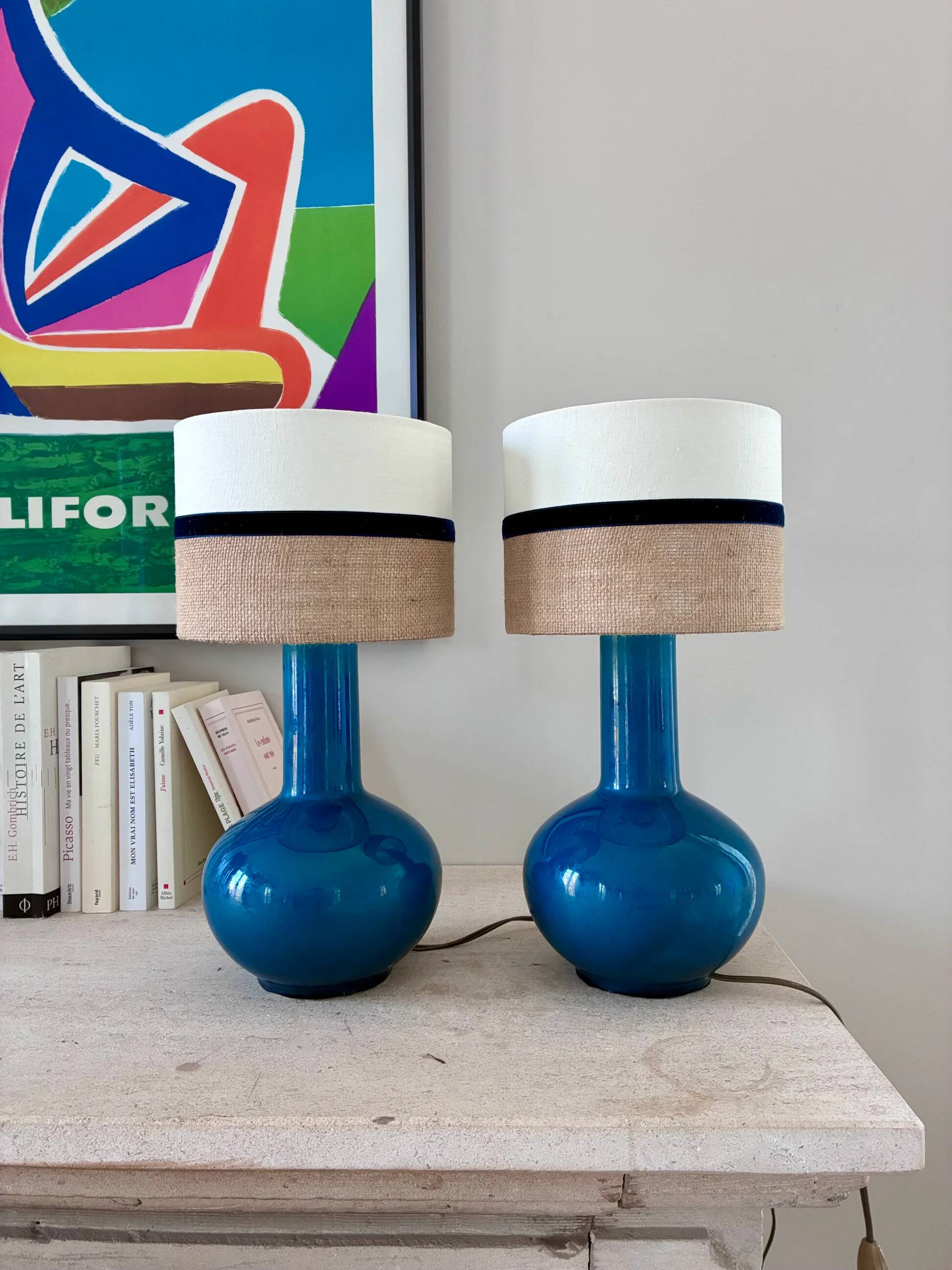 Pair of "Boule" lamps in porcelain - 1970.