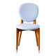 Beech wood chair, reupholstered in baby blue boiled wool, 1950.