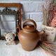 Vintage handmade brown glazed stoneware gargoulette.