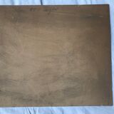Old painting oil on cardboard peasant village
