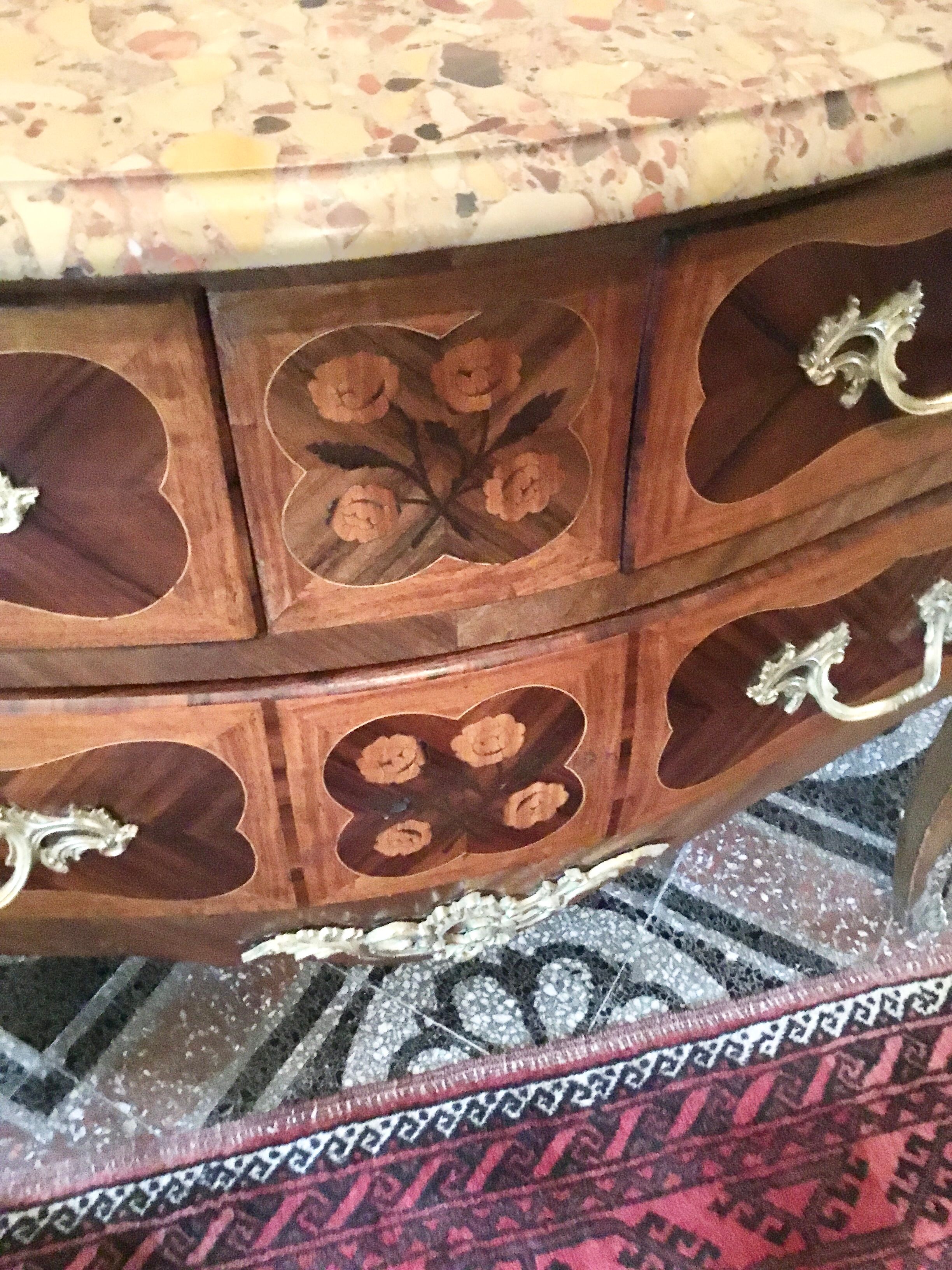 Louis XV-style dresser in marquetry and bronze