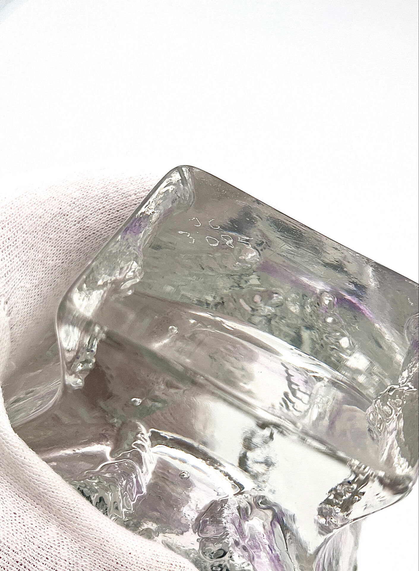 Brutalist Vase Ingrid Glashütte 3085 Transparent Glass 70s