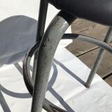 Industrial stool seat dark grey leather