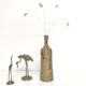 Bottle vase in sandstone pyrite floral decoration signed