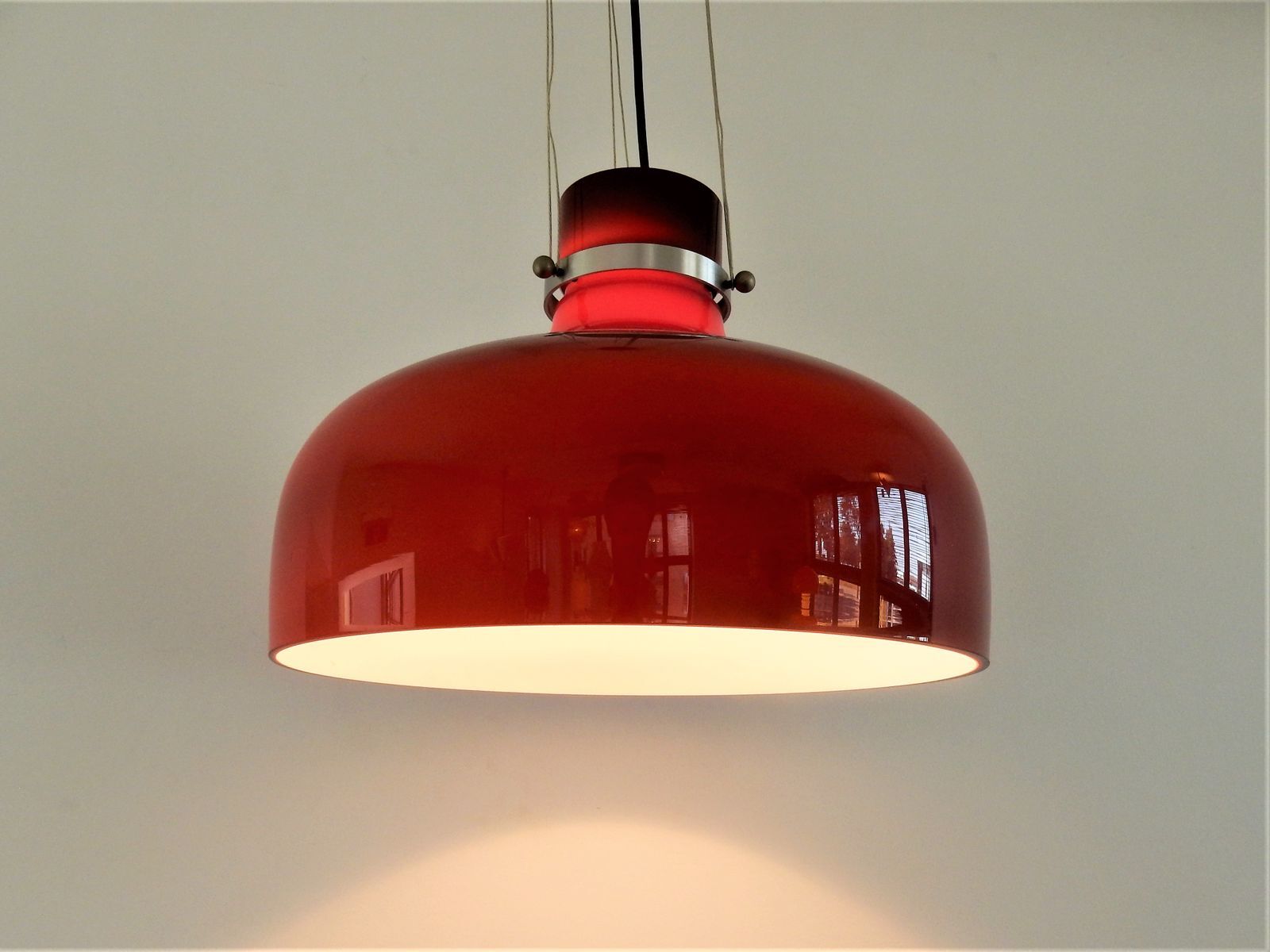 Vintage glass suspension in red-brown 1970s