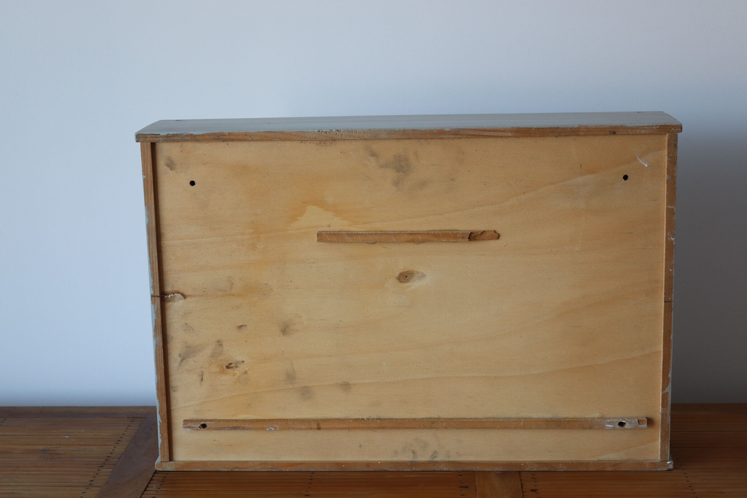 Greyed wood medicine cabinet