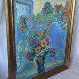 Oil painting on cardboard signed, dimensions: height - 88 cm, width - 75 cm.