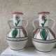 Pair of amphora vase, vintage artisanal and oriental pottery