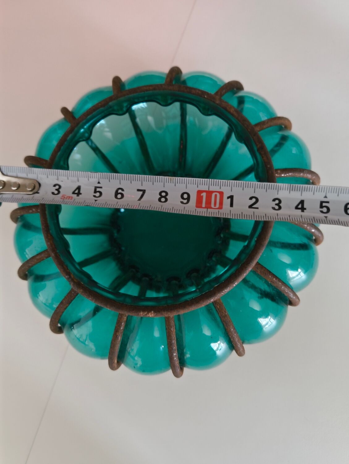 Vintage green blown glass lantern – bohemian spirit – Pier Import