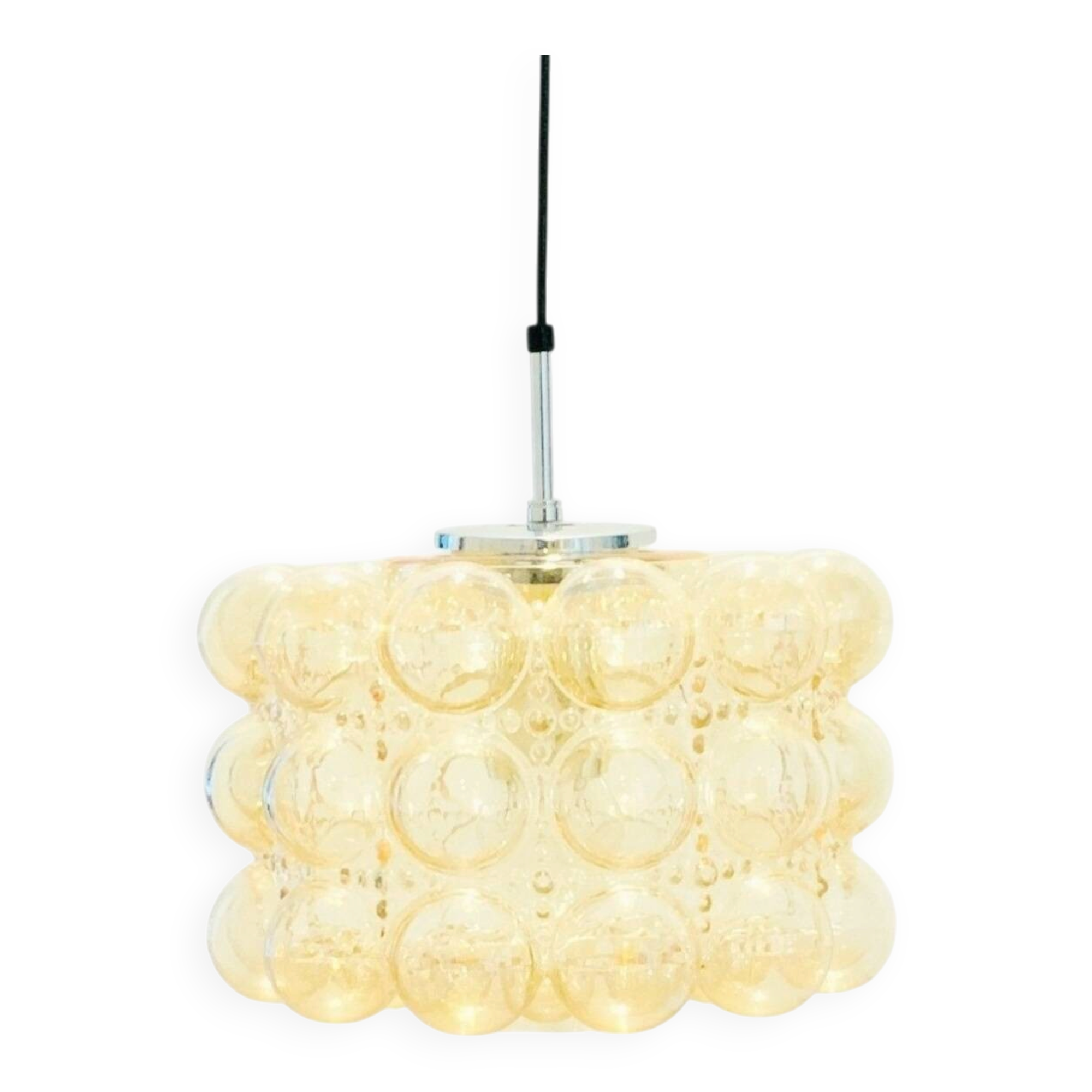 Large Amber Bubble Glass Pendant Light by Helena Tynell for Limburg, 1960s