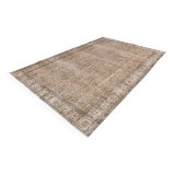 200x300 cm Beige vintage  carpet,  floral design wool and cotton carpet.