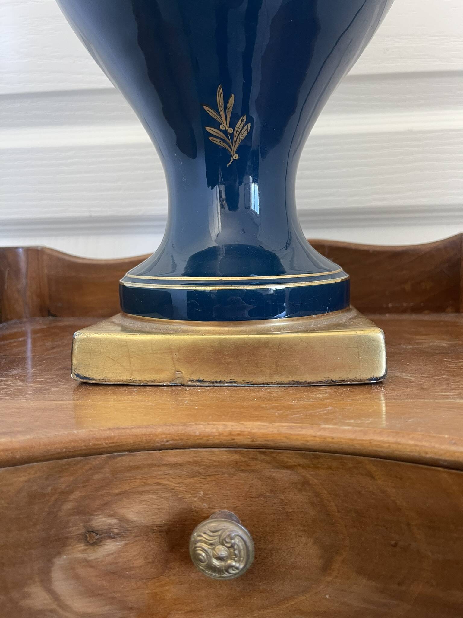 Antique large empire vase blue & gold jaguet pinon 40cm 2.6kg