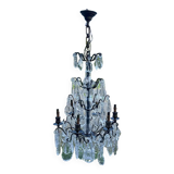 6-light chandelier in bronze and cut crystal, work early 20th century