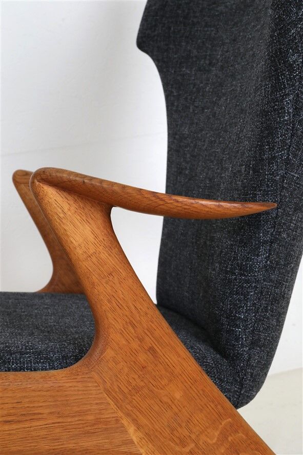 Fully restored Kurt Østervig / Rolschau Møbler “Wing Chair” armchair, mid-century Danish modern design, 1950s/1960s