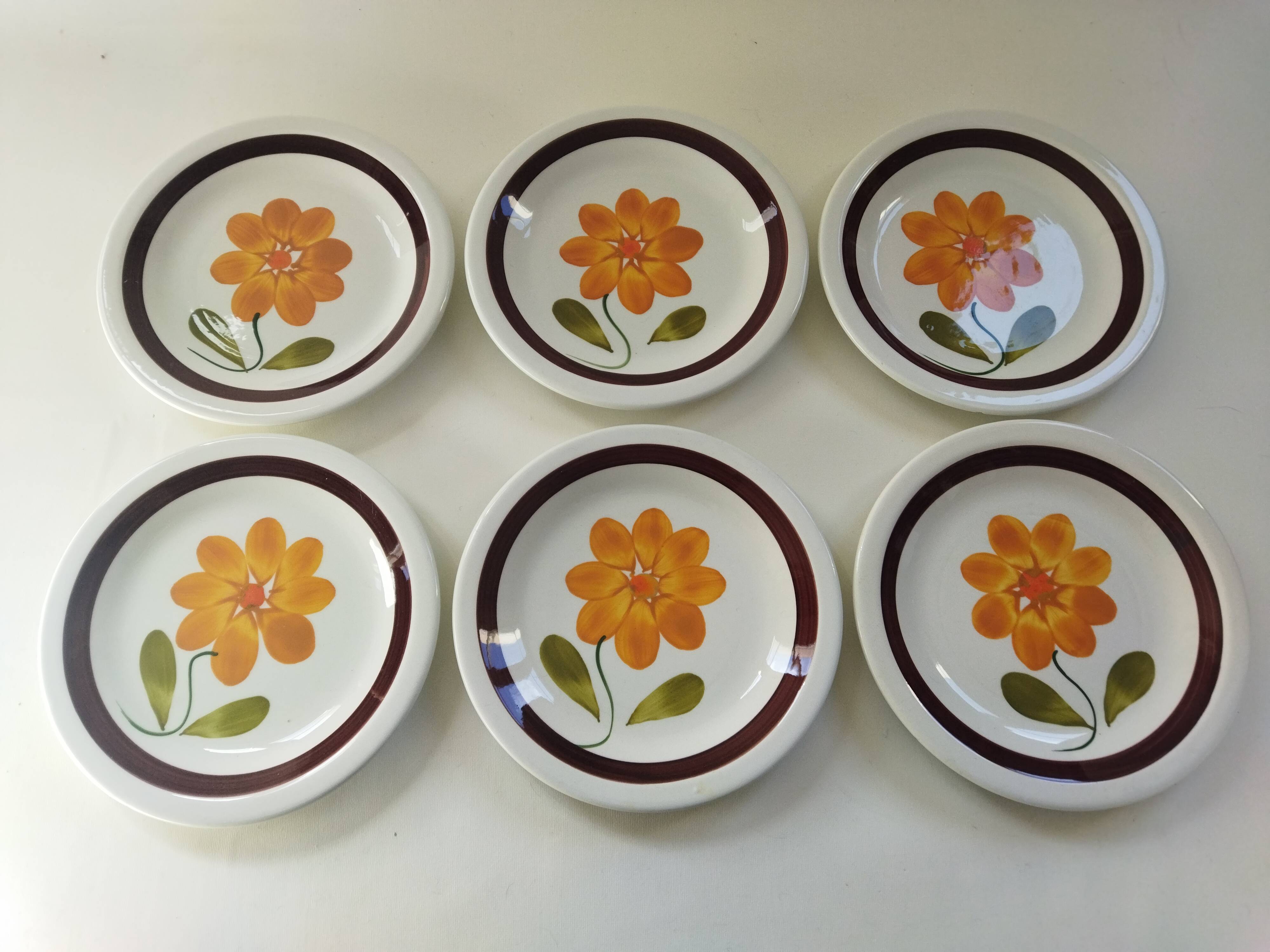6 plates in vintage Italian earthenware 1970