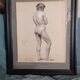 Drawing of a male nude in charcoal - academy signed and dated