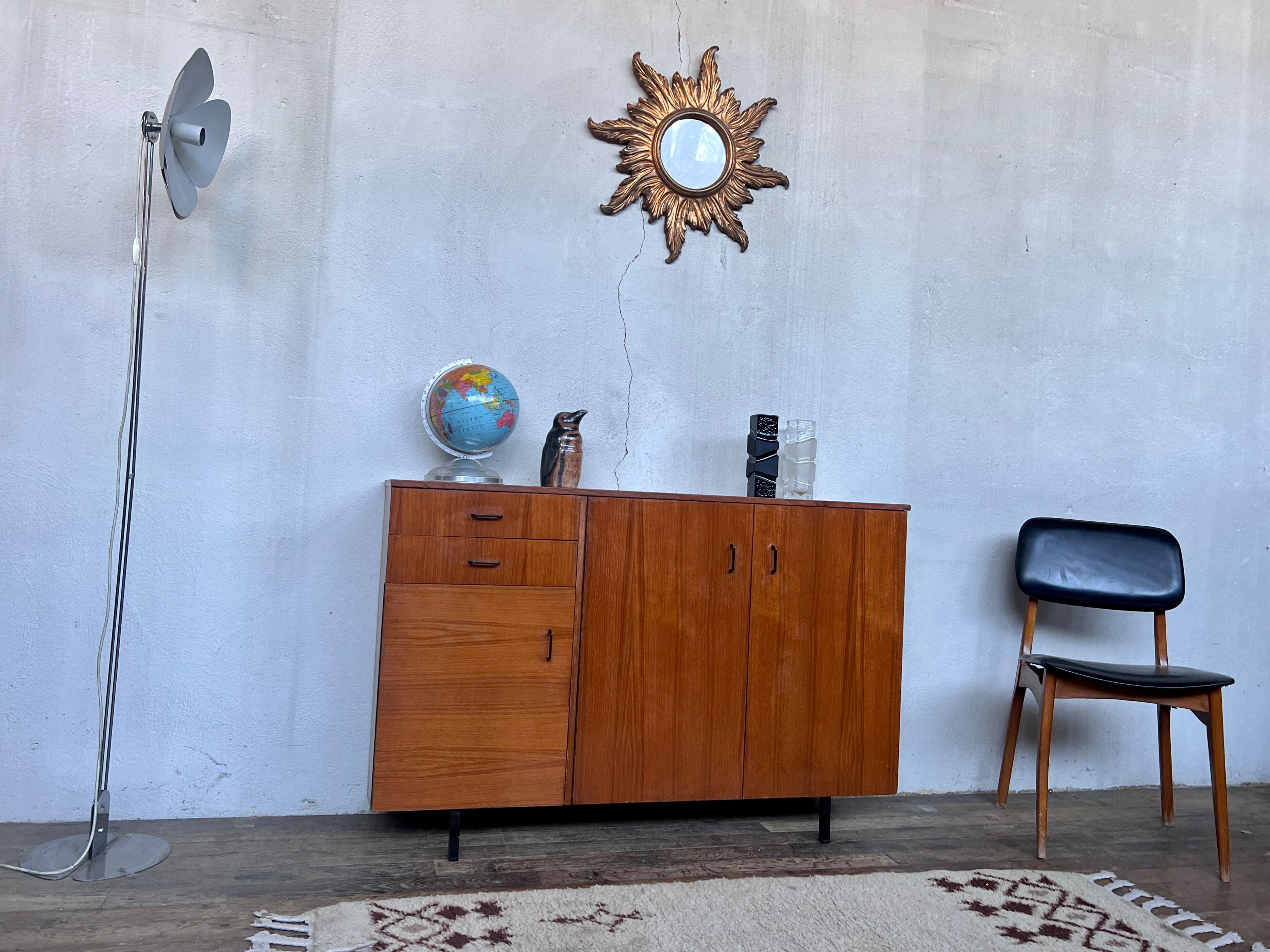 Vintage teak metal foot row