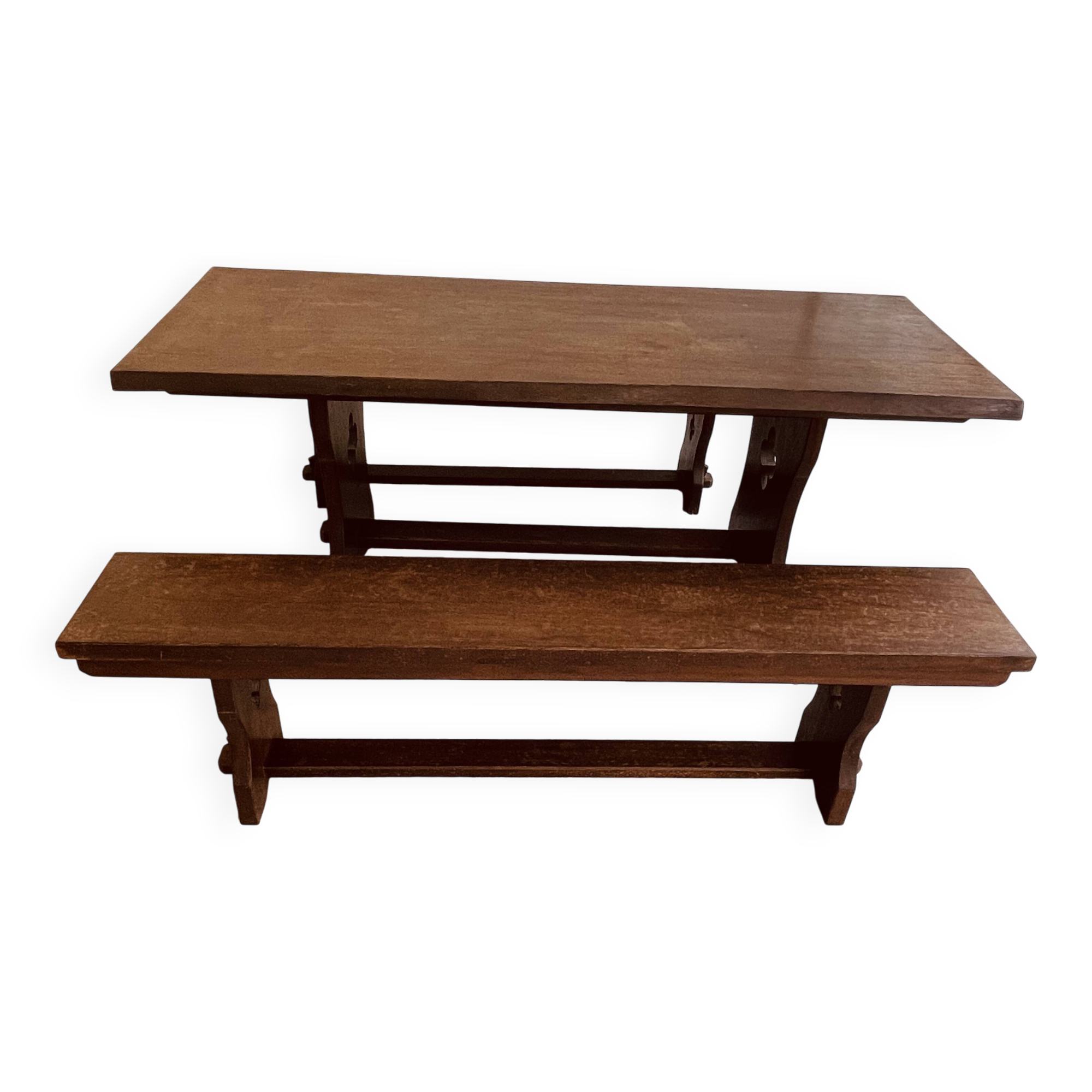 Table de Monastère Anglaise en Chêne Massif et ses 2 Bancs