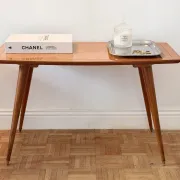 Vintage 60s side table, sun-shaped top with compass legs - Scandinavian.