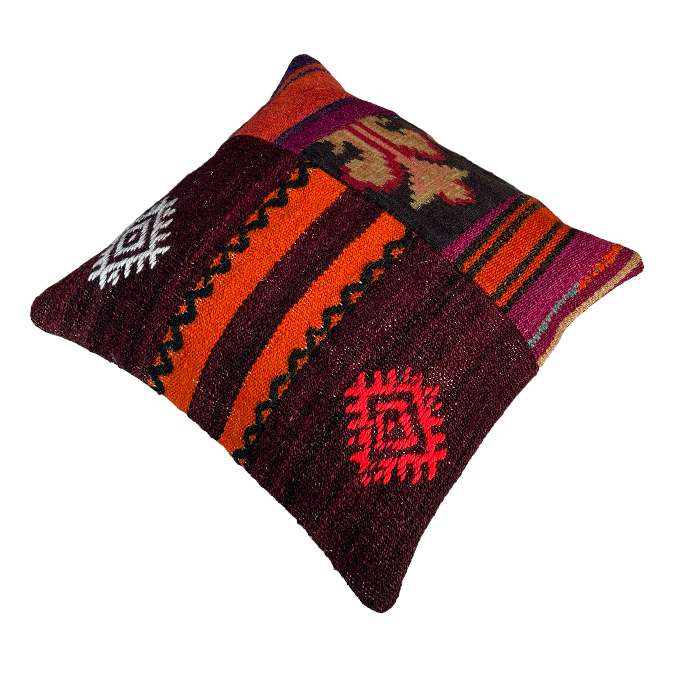Vintage turkish kilim cushion cover, 40 x 40 cm