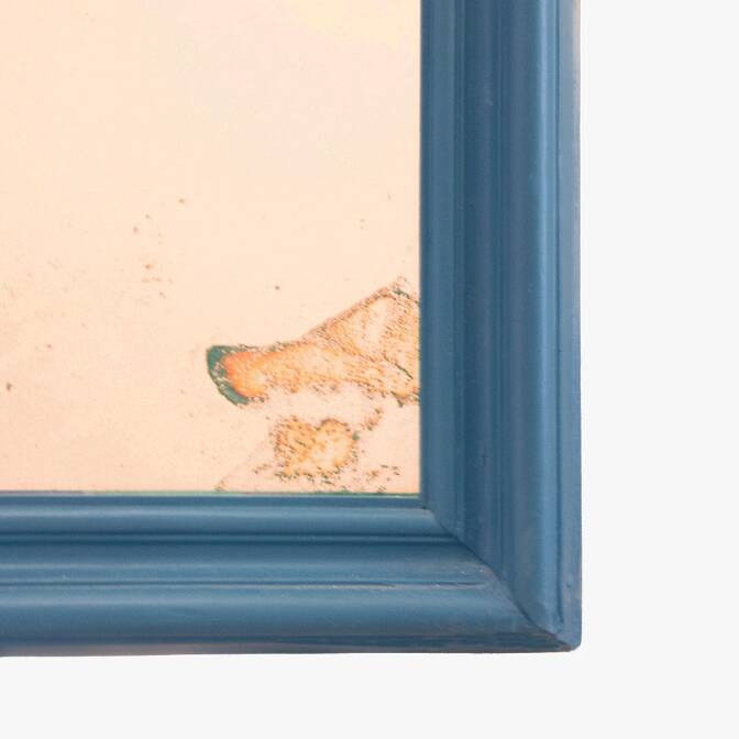 Vintage Mirror In Blue Wooden Frame, Spain, 1950s