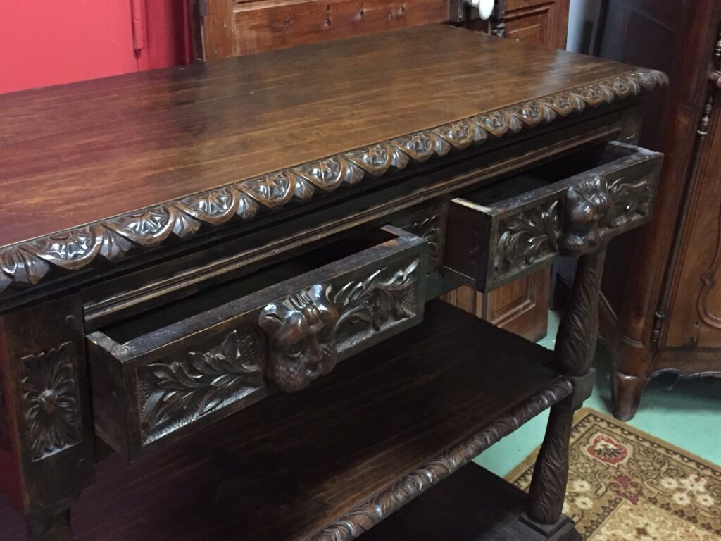 Console Louis XIII en chêne du XIXème siècle