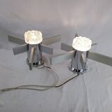 Pair of vintage Italian chrome and glass wall lights, 1960s Sciolari.