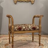 Banquette de piano en bois doré de style louis xvi epoque napoleon iii