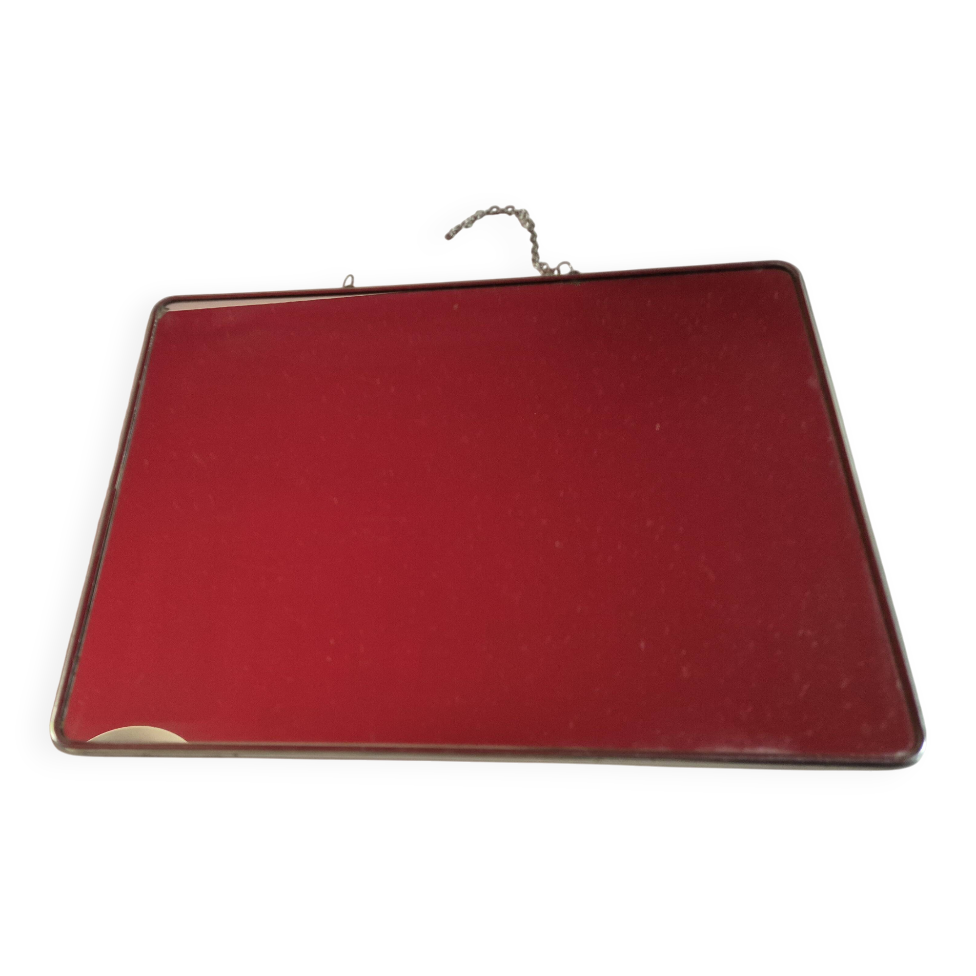 vintage rectangular mirror with broken barber-style chain